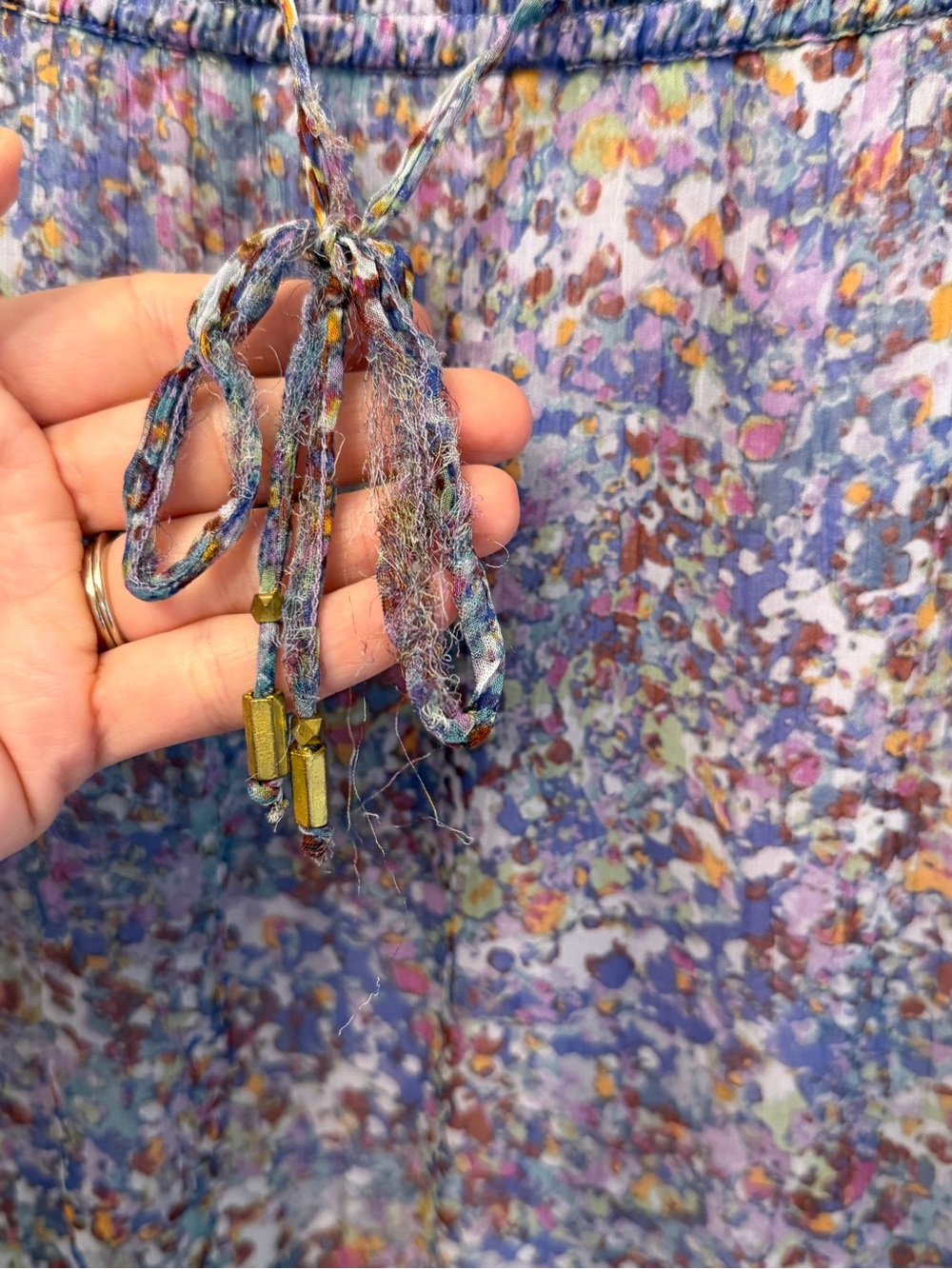 Anthropologie Lavender Floral Tiered Maxi Skirt - Picture 3 of 5